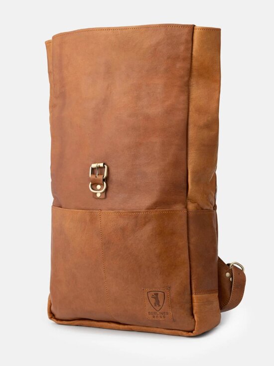 Berliner Bags Paris XL Backpack Vintage Brown Goat Leather 17in Rolltop NWT main image 6